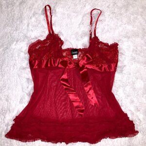 Frederick's of Hollywood Babydoll MILKMAID Slip Dress XL Sheer Mesh Lace Ruffle